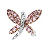 14K White and Rose Gold Pink Sapphire and Diamond Butterfly Brooch