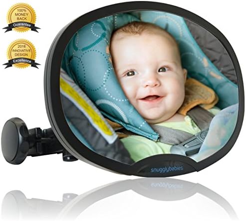 Baby Car Mirror - Highest STABILITY safety mirror, NEW Unique clamp design, easy to latch on rear headrest bar, shatterproof mirror with adjustable angles for the perfect view PREMIUM SAFETY PRODUCT