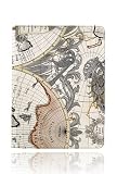 Graphic Synthetic Leather Viewing Stand Case For iPad 2 / iPad 3 (The New iPad) - Tan Atlas (Supports auto lock and unlock mode) (Free HandHelditems Sketch Universal Stylus Pen)