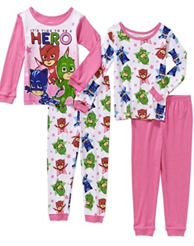 PJ Masks Toddler Girl Cotton Tight Fit Pajamas 4pc Set