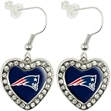 NFL New England Patriots Crystal Heart Earrings with Team Logo