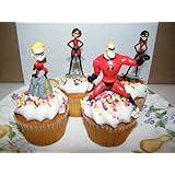 Disney Pixar the Incredibles Cake Toppers / Cupcake Decorations Figure Set