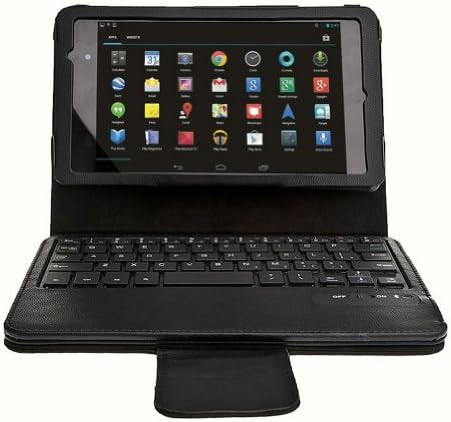 iFoxtEK® Google New Nexus 7 FHD 2nd Gen Leather Case - Wireless Bluetooth Keyboard Cover Case for Google Nexus 2 7.0 Inch 2013 Generation Android 4.3 Tablet, BLACK