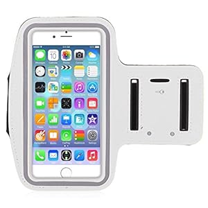 IPhone 6 Plus 5.5 Premium Sports Armband Cover Strap for Jogging, Running, Gym Work, Cycling (White)