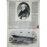 1856 人のアメリカ人の大臣ダラスの小型砲艦の用心深い船