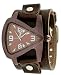 Nemesis #BLBB041B Men's Brown IP Premium Wide Leather Strap Futuristic Teardrop Watch