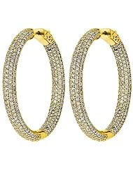 1.00 ct. tw Round Cut Diamond Pave Inside Outside Hoop Earrings - G-H SI2 - 18 Kt. Yellow Gold