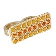 Hip Hop Gold and Topaz Crystal Double Finger Stretch Fashion Ring
