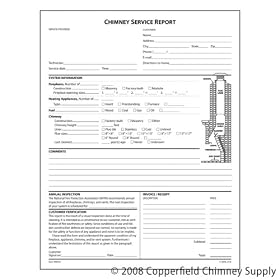 Copperfield 99450 Chimney Service Report - No Check Off Boxes, Pack of 100 Triplicate Forms