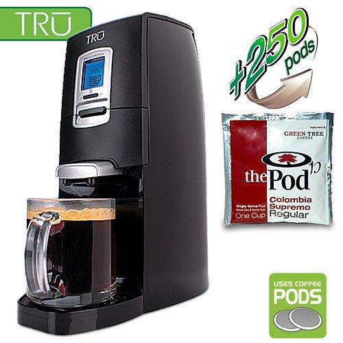 TRU Digital Single Serve Coffee Brewer (includes 250 Colombia Supremo Pods)
