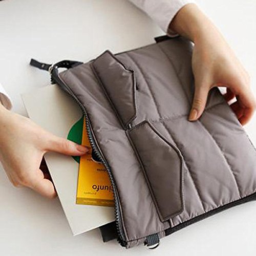 Tinksky Multi-functional Nylon Zippered Gadget Pouch Bag in Bag Handbag Travel Storage Bag Organizer for iPad Tablets (Grey)