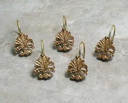 Fluer Di Lis Brushed Gold Decorative Shower Curtain Hooks