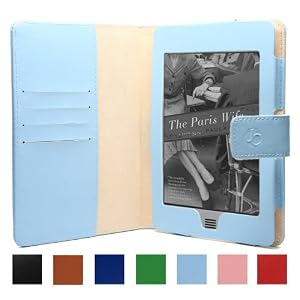Click for larger image JustCase Executive Genuine Leather Kindle Touch Cover Case 3G Wifi (Light Blue)
