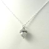Acorn Sterling Silver Charm Necklace Pendant Chain Nature Theme Jewelry