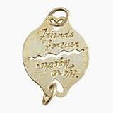 10 Karat Yellow Gold BEST FRIEND Italic Script Charm Pendant with 2 chains