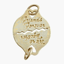 10 Karat Yellow Gold BEST FRIEND Italic Script Charm Pendant with 2 chains