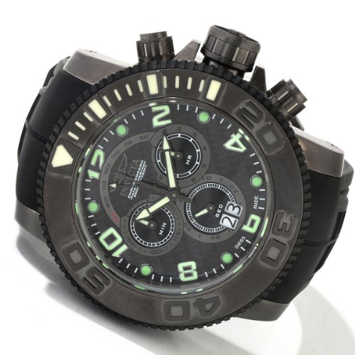Invicta Men's 0413 Pro Diver Collection Sea Hunter Chronograph Black Polyurethane Watch