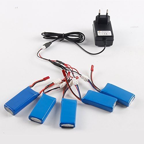 GESELLER 5pcs Original Battery + 1 to 5 Charging Cable + Charger For WLtoys V666/Yizhan X6 Quadcopter Spare Parts.