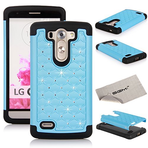 LG G3 Vigor Case, SGM (TM) Hybrid Gel Rhinestone Bling Armor Defender Case For LG G3 Vigor [SGM(TM) LOGO] (Sky Blue + Black)