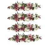 FOUR 24" Hydrangea, Daisy, Rose Swags Artificial Silk Flowers _Burgundy