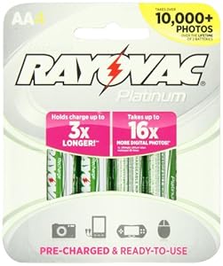 Rayovac Platinum Pre-Charged  NiMH AA Size Batteries, 4 Count