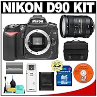 Nikon D90 Digital SLR Camera Body + Nikon 18-200mm VR II Lens + 16GB Card + Nikon EN-EL3e Battery + Case + Accessory Kit