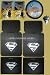 Superman Shield Gray logo Design 8pc Combo Set Front & Rear Floor Mats, Seat Covers, Steering Wheel Cover & Keychain