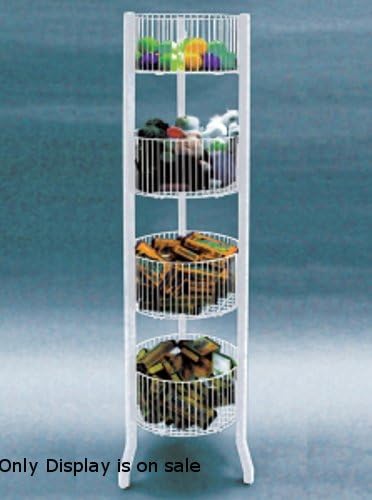 4-Tier 12" Round Dump Bin Welded Wire Construction White 54"H x 12"Dia