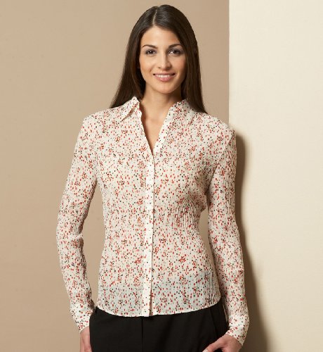 Long Sleeve Multi Spot Crinkle Blouse