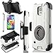 ULAK Galaxy S5 Case, Hybrid Rugged Triple Layer Protection Holster Case for Samsung Galaxy S5 with Built-in Rotating Stand and Belt Swivel Clip White/Black