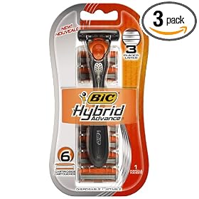 BIC Hybrid Disposable/System Triple Blade Shaver, Men, 6-count Packages (Pack of 3)