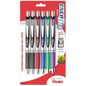 Pentel EnerGel Deluxe RTX Gel Ink Pens, 0.7 Millimeter Metal Tip, Assorted Ink Colors, 6-Pack (BL77BP6M)