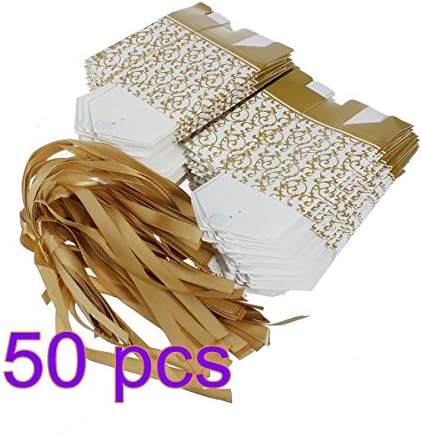 NO:1 50pcs Elegant Wedding Party Chocolate Candy Box Gift Boxes with Ribbon Gold