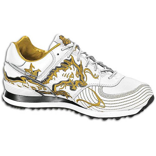 New Balance Men's 574 Leather ( sz. 14.0, White Leather )