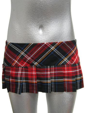 Red Hot School Girl Plaid Micro Mini Skirt