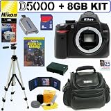 Nikon D5000 12.3 MP DX Digital SLR Camera (Body) + 8GB Deluxe Accessory Kit