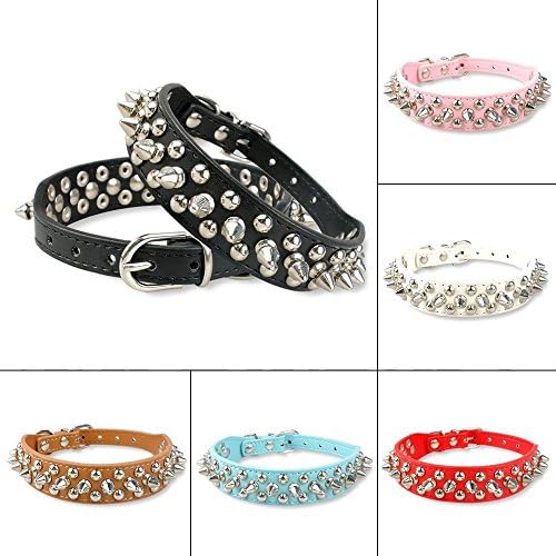 Dog Collar, Fashion Cool Rhinestone Bling Studded Leather Dog Collar for Small and Medium Puppy Pet Dog