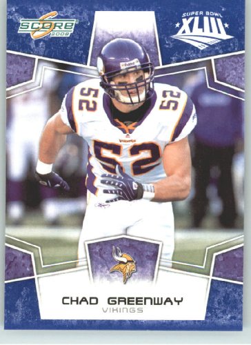 2008 Donruss / Score Limited Edition Super Bowl XLIII Blue Border # 181 Chad Greenway - Minnesota Vikings - NFL Trading Card in a Prorective Screw Down Display Case