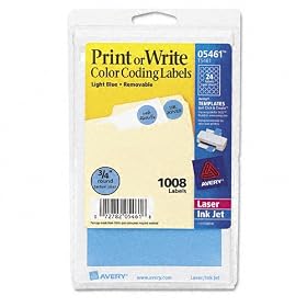 Avery Print Write Self-Adhesive Removable Labels, 0.75 Inch Diameter, Light Blue, 1,008 per Pack (05461) by 