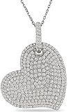 51s6nFUI%2BLL. SL160  14KW 2 1/4ct TDW Heart Pendant w/ Chain, (SI2 SI3), pave set diamonds