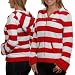 NCAA Nebraska Cornhuskers Ladies Scarlet-White Rugby Striped Full Zip Hoodie Jacket