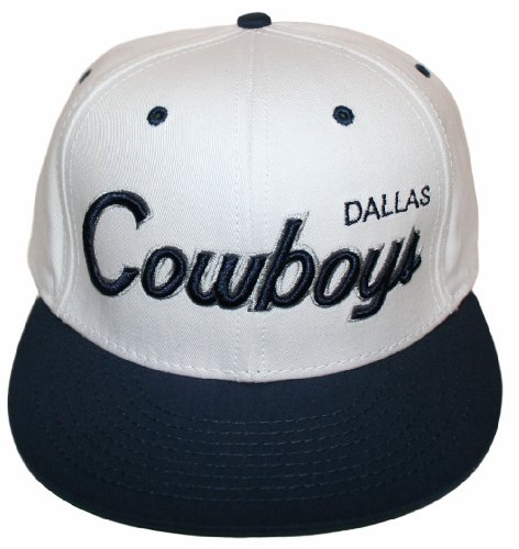 Dallas Cowboys Two Tone White/Navy Script Snapback Adjustable Flatbill Hat