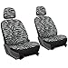 OxGord® 21pc Set of Zebra Print Car Seat Covers w/Deluxe Velour Animal Carpet Floor Mats, Steering Wheel Cover & Shoulder Pads - Airbag Compatible - Front Low Back Buckets - 50/50 or 60/40 Rear Split Bench - Universal Fit for Cars, Truck, SUV, or Van, Charcoal Gray