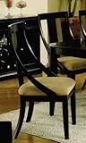 Set of 2 Dining Chairs in Beige Fabric and Walnut Finish