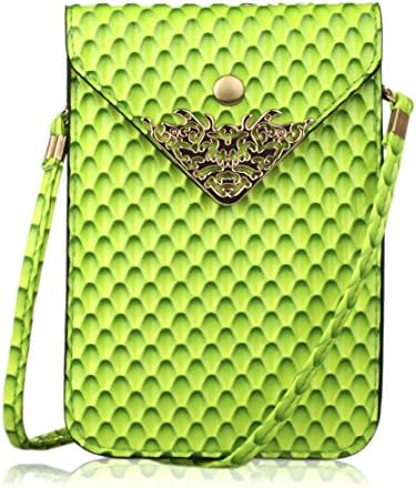 Kiwuu Multipurpose Luxury Pu Leather Men Women Universal Cross Body Shoulder Phone Case Bag with Gold Ornament for Various Phone Under 5.5 Inches(lime)