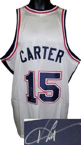 Vince Carter Autographed/Hand Signed New Jersey Nets White Prostyle Jersey- Mounted Hologram