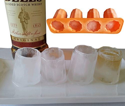 Ice Shot Glass Mold, 16 Orange Molds - Make Glasses or Small Frozen Fluids for Water Bottles (Pack of 4)