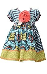 Girls Applique Ruched Round Neck Cap Sleeves Striped Print Cotton/Spandex/Knit  Dress