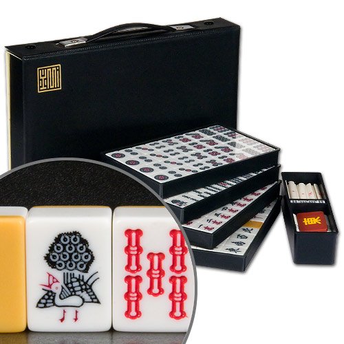 Japanese Riichi Mahjong Set with White Tiles-image