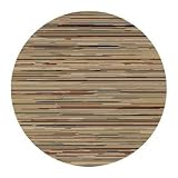 Gem Striation Stripes Gold Contemporary Round Rug Size: 53" Round